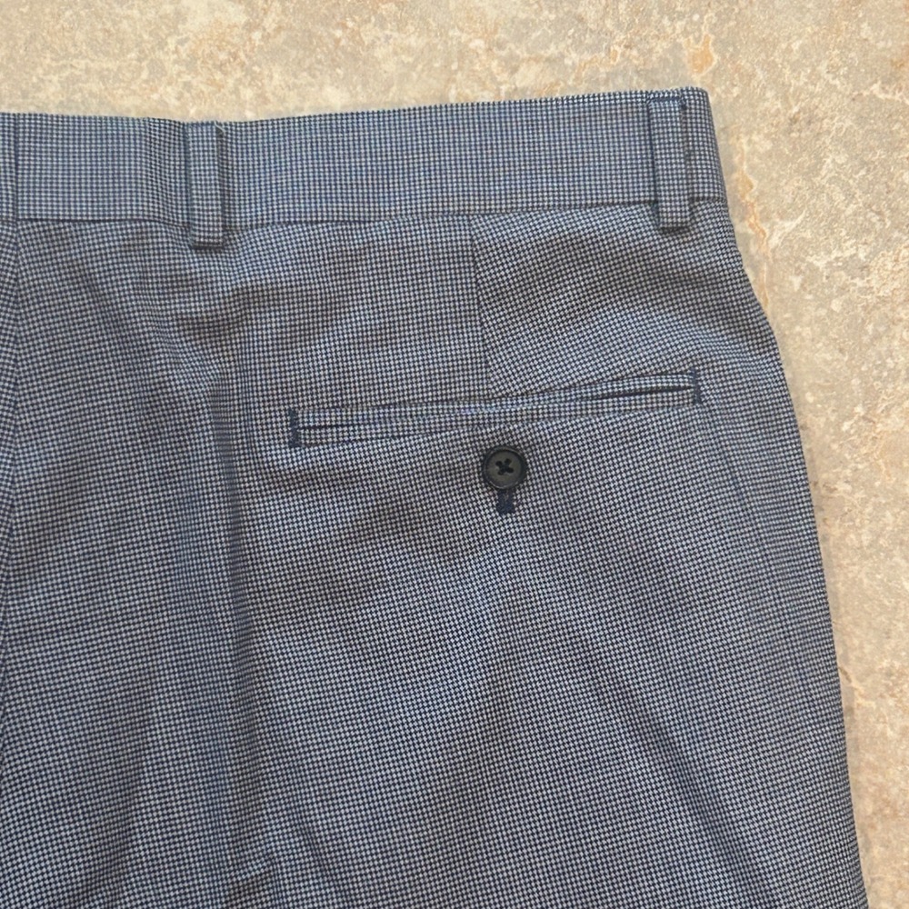 Brooks Brothers Regent Fit BrooksCool Dress Pant Men 38x28 Blue Wool Houndstooth